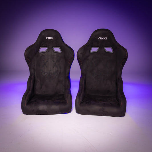 Two Black Rikki Race Seat, Front Angle
